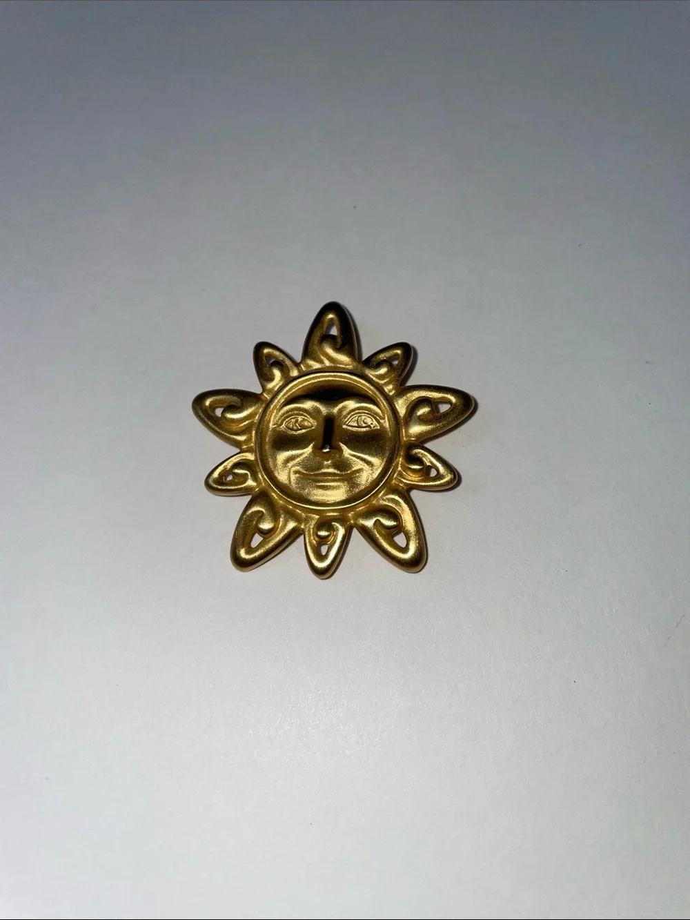 Vintage Anne Klein Gold Sun Face Brooch.